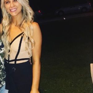 tan and black bodysuit